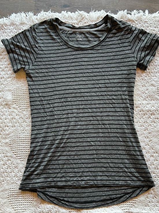 bcg Tops - bcg Striped Scoop-Neck Short Sleeve Tee - Gray & Black